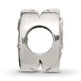 Sterling Silver Polished CZ Blue Enamel Elephant With Stars Bead